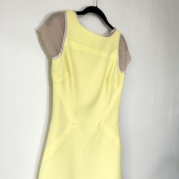 Badgley Mischka Yellow Sheath Day Dress with Cap Sleeves - Picture 9 of 10